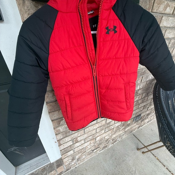 Under Armour Kids Puffer Jacket in Red and Black - Picture 1 of 2